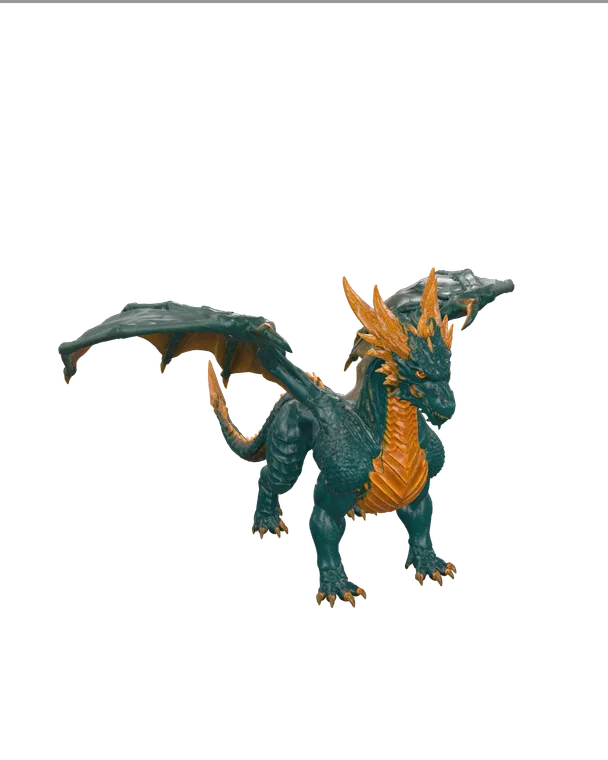 Emerald and gold winged dragon, 3D model