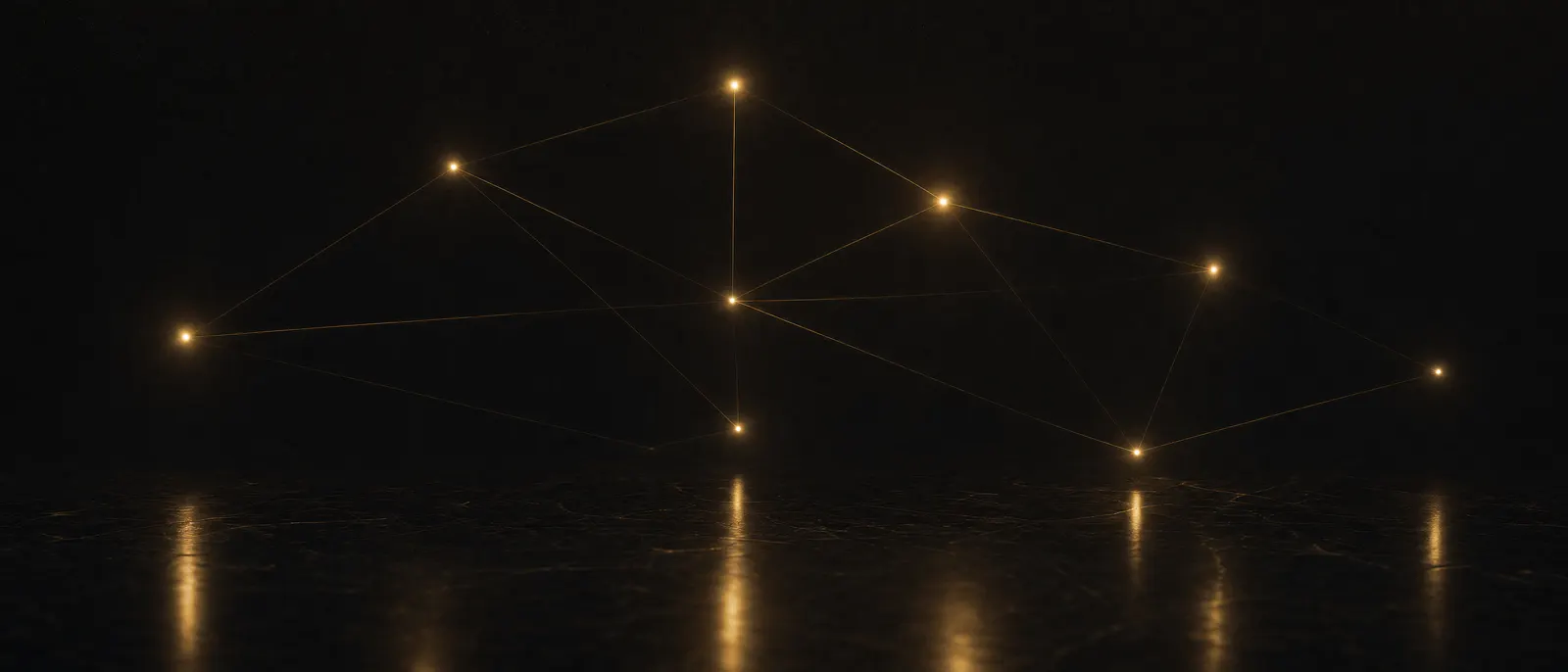 Nine points of gold light connected by fine lines on a black field — the nine Smith App Studio apps launching together in public beta.