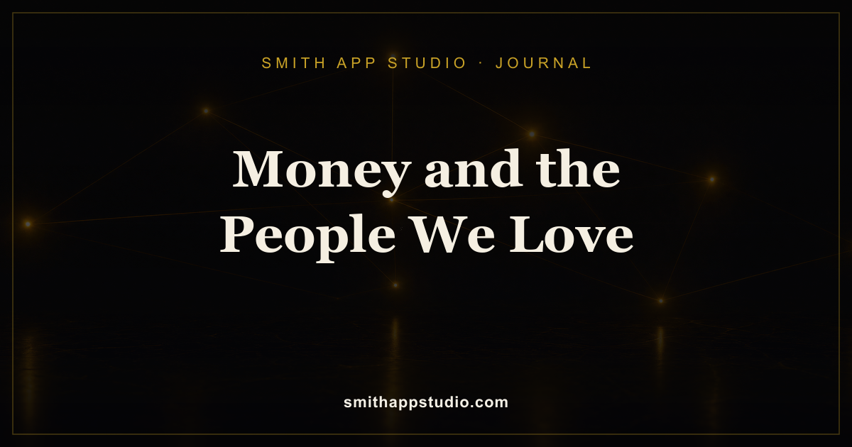 Gold typographic Journal card reading Money and the People We Love